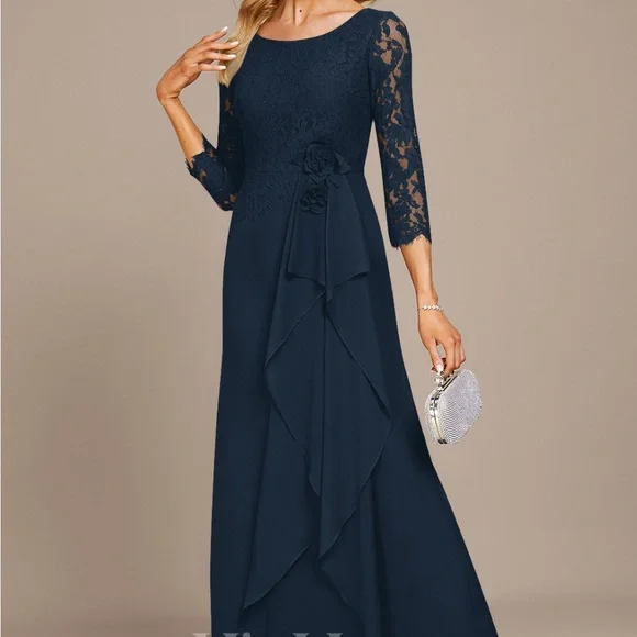 JJs House | Dresses | Jjs House Blue Asymmetrical Tiered Gown | Poshmark